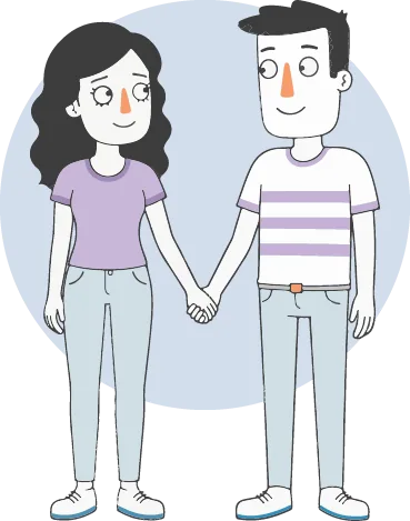 Ilustración de una pareja construyendo vínculo