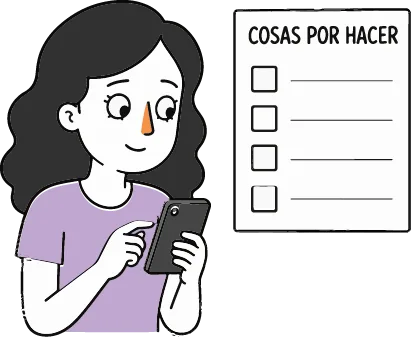 Ilustración de una persona revisando una lista de cosas por hacer