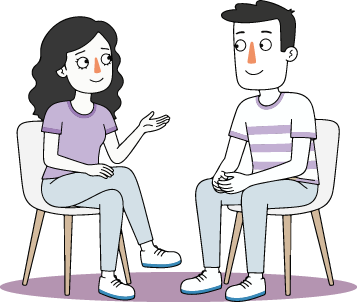 Una pareja conversando de forma consciente