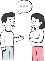 Ilustración de dos personas conversando
