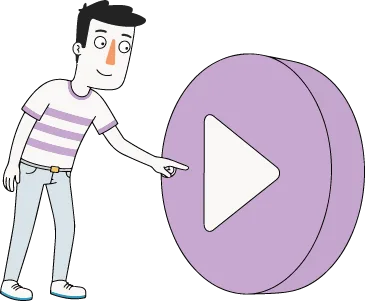 Ilustración de una persona presionando un botón de reproducción